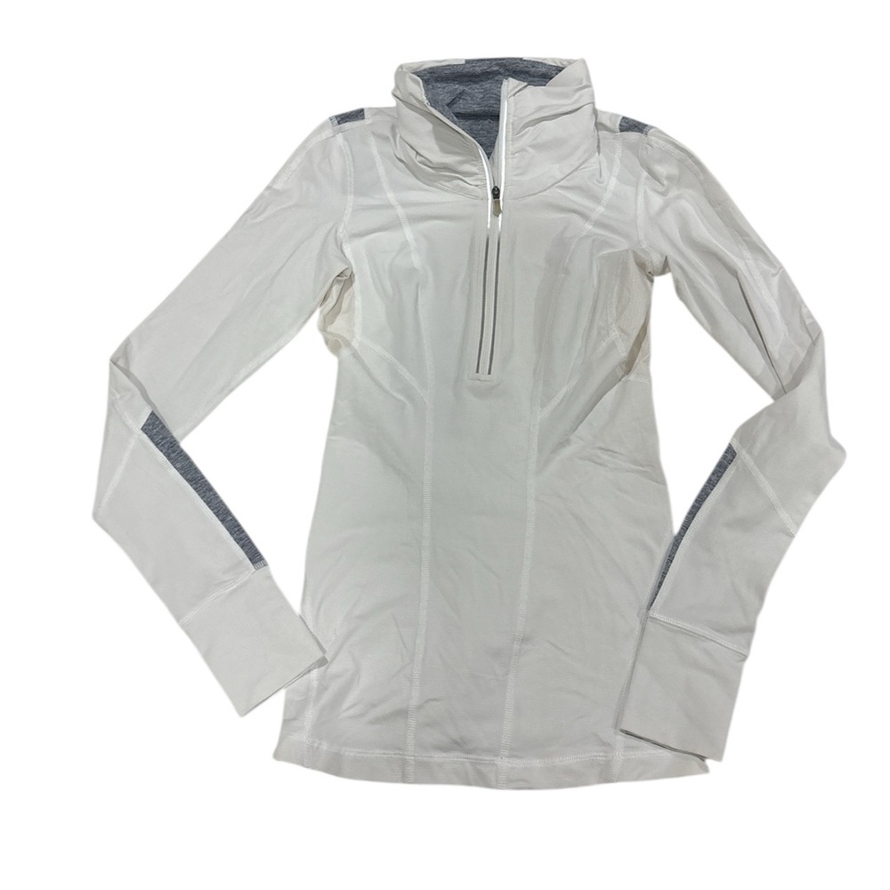 Lululemon White and Gray Quarter-Zip Pullover top